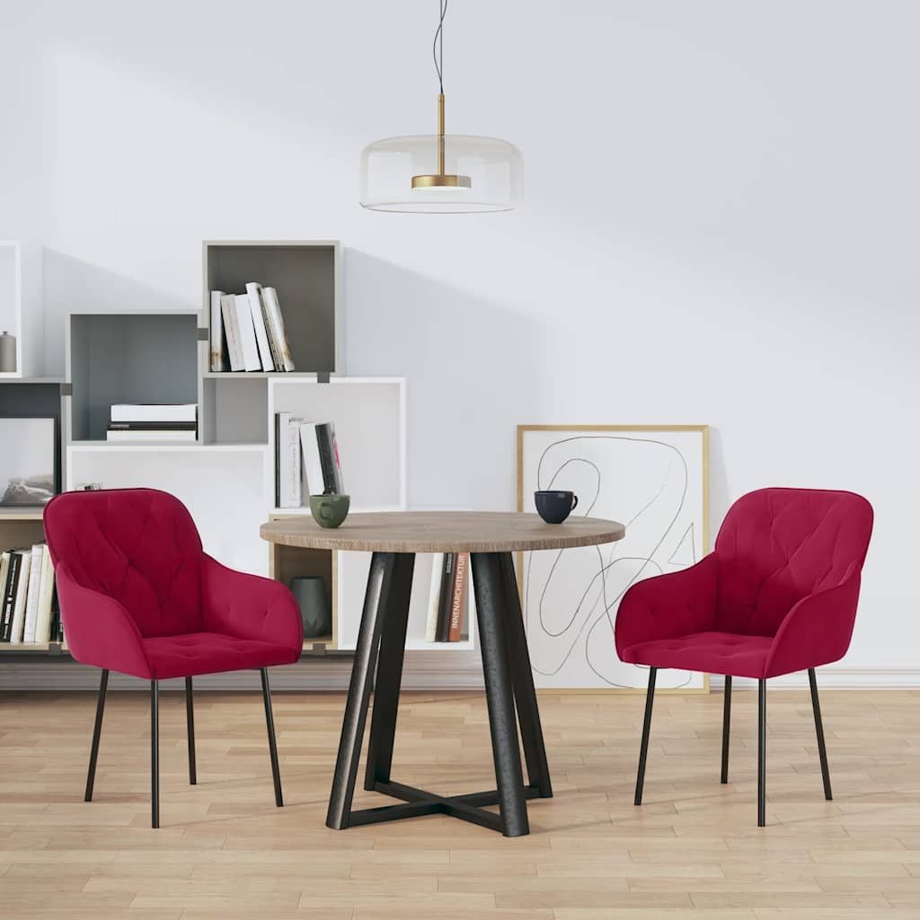 Eetkamerstoelen 2 st fluweel wijnrood is nu te koop bij PeponiXL, paradijselijk wonen!