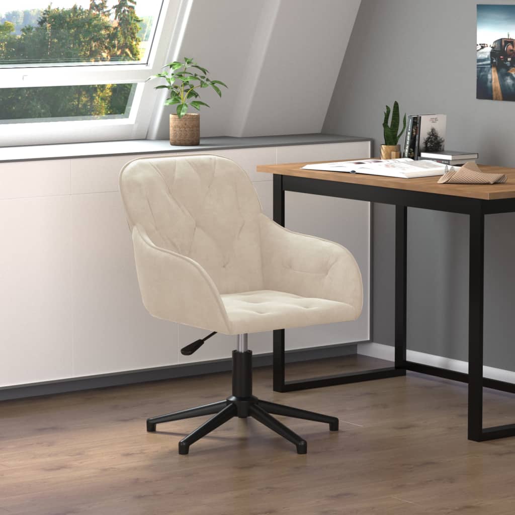 Kantoorstoel draaibaar fluweel crèmekleurig is nu te koop bij PeponiXL, paradijselijk wonen!