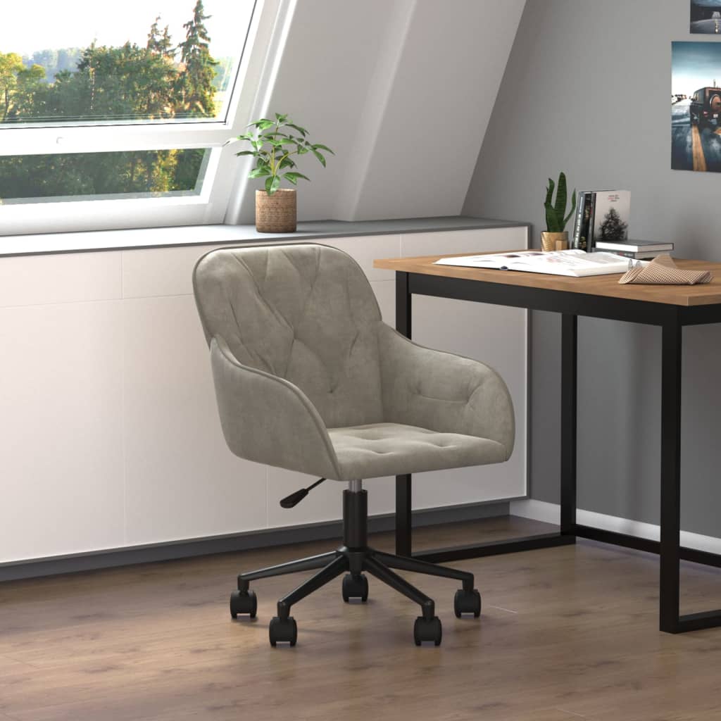 Kantoorstoel draaibaar fluweel lichtgrijs is nu te koop bij PeponiXL, paradijselijk wonen!