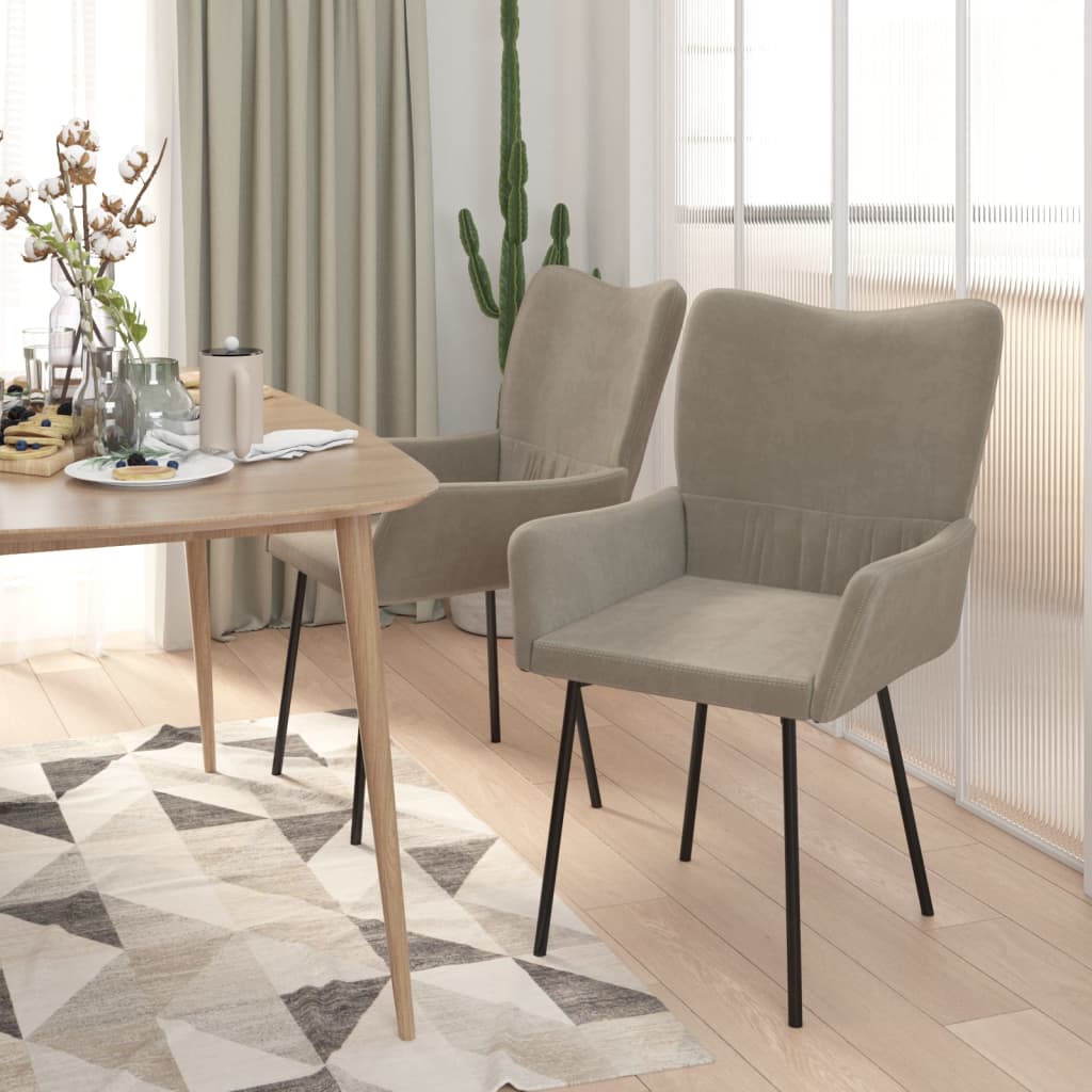 Eetkamerstoelen 2 st fluweel lichtgrijs is nu te koop bij PeponiXL, paradijselijk wonen!