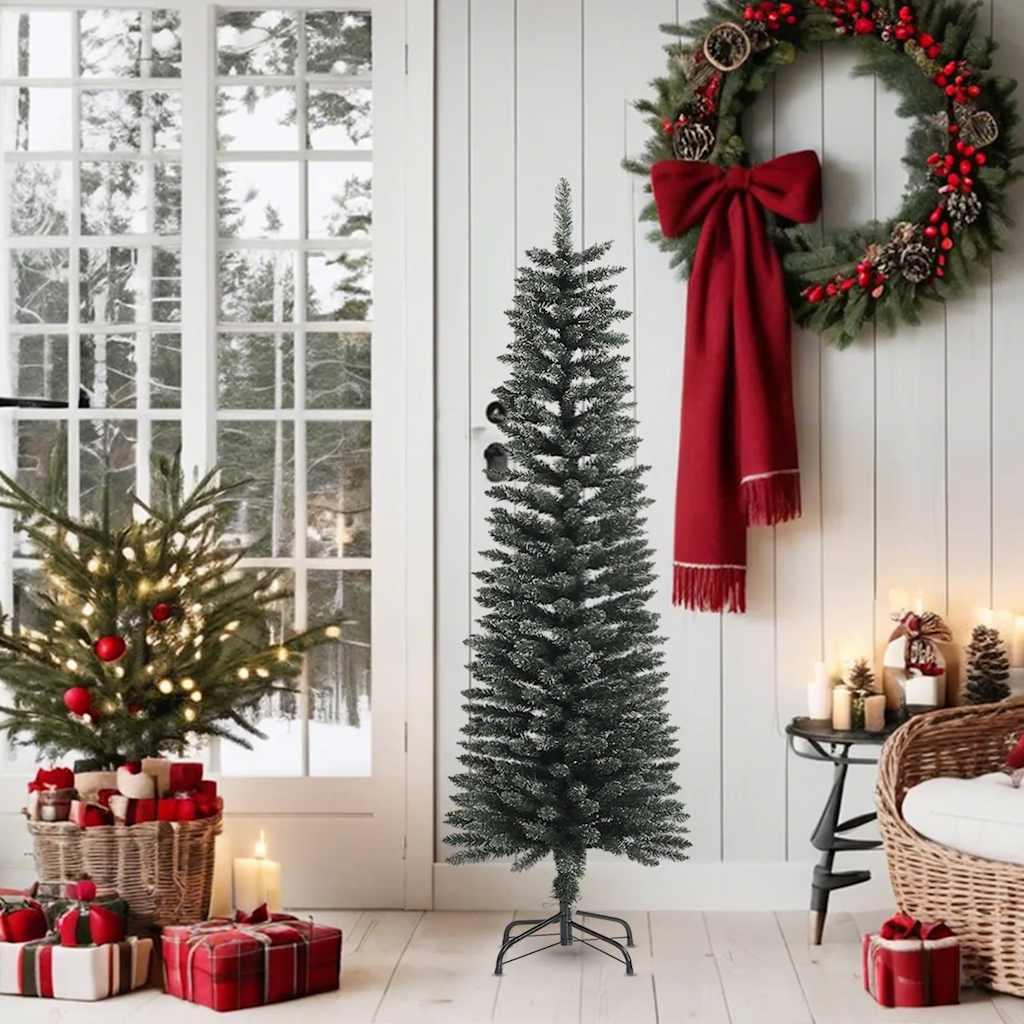 Kunstkerstboom met standaard smal 150 cm PVC groen is nu te koop bij PeponiXL, paradijselijk wonen!
