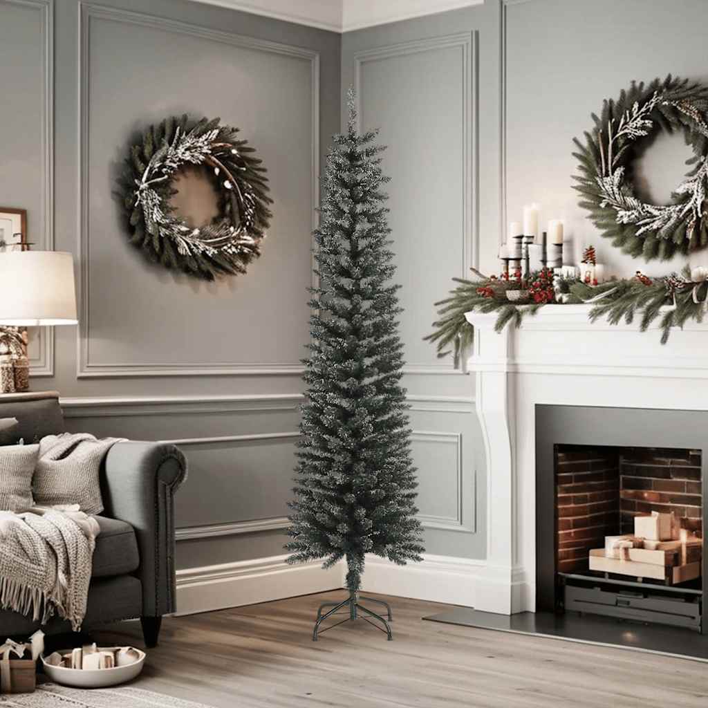 Kunstkerstboom met standaard smal 180 cm PVC groen is nu te koop bij PeponiXL, paradijselijk wonen!