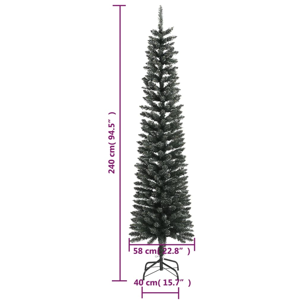 Kunstkerstboom met standaard smal 240 cm PVC groen is nu te koop bij PeponiXL, paradijselijk wonen!