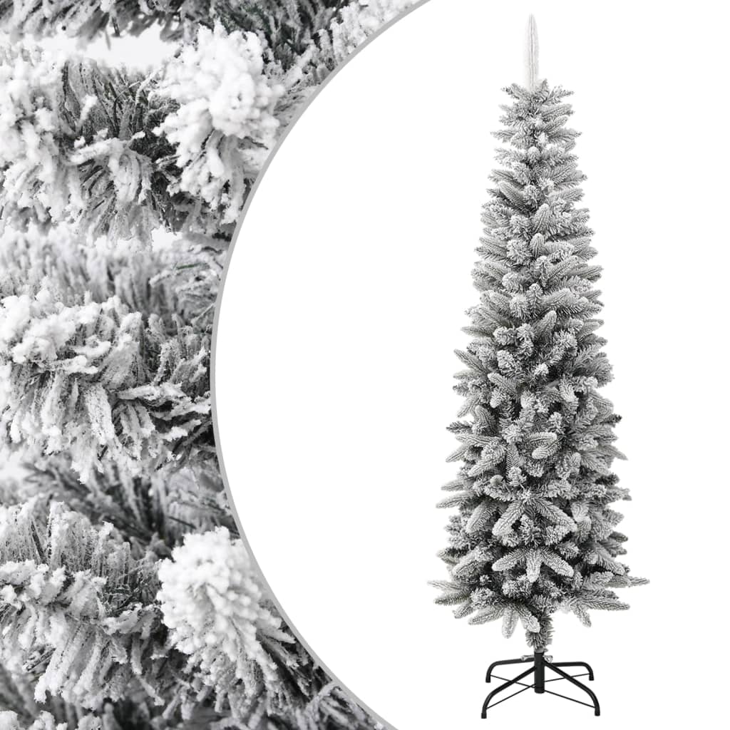 Kunstkerstboom met sneeuw smal 180 cm PVC en PE is nu te koop bij PeponiXL, paradijselijk wonen!