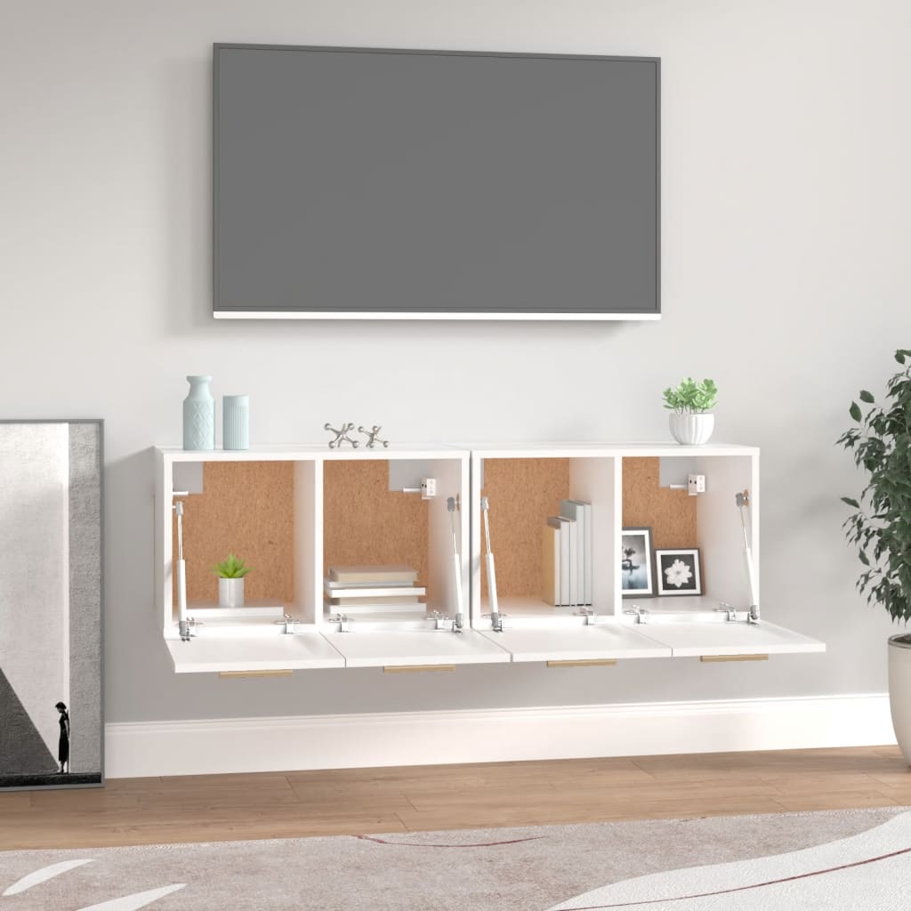 Wandkasten 2 st 60x36,5x35 cm bewerkt hout wit is nu te koop bij PeponiXL, paradijselijk wonen!