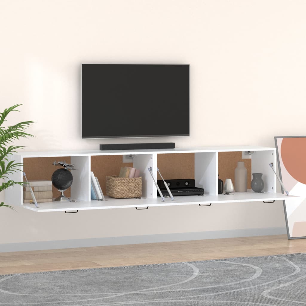 Wandkasten 2 st 100x36,5x35 cm bewerkt hout wit is nu te koop bij PeponiXL, paradijselijk wonen!