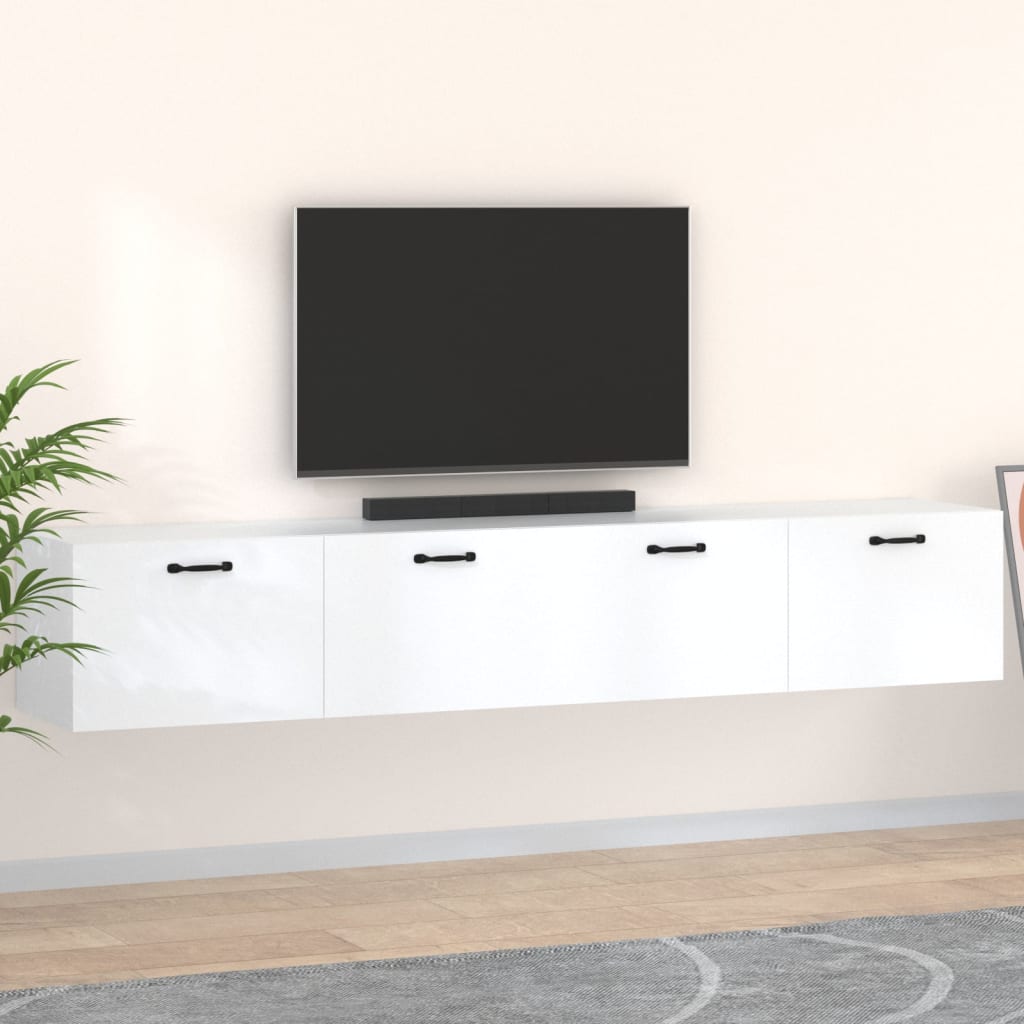 Wandkasten 2 st 100x36,5x35 cm bewerkt hout wit is nu te koop bij PeponiXL, paradijselijk wonen!