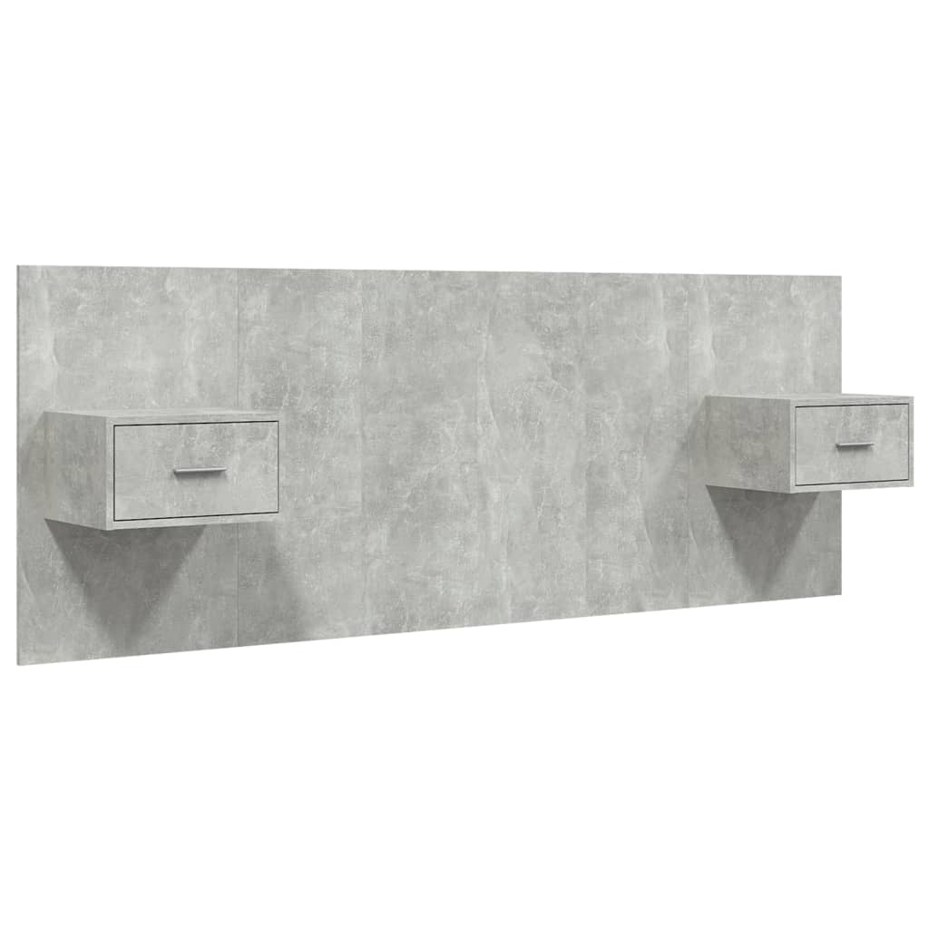 Hoofdbord met kastjes bewerkt hout betongrijs is nu te koop bij PeponiXL, paradijselijk wonen!