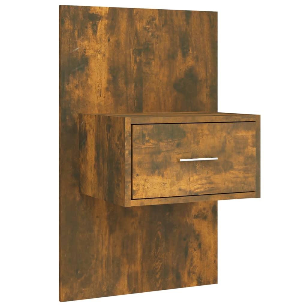 Hoofdbord met kastjes bewerkt hout gerookt eikenkleurig is nu te koop bij PeponiXL, paradijselijk wonen!