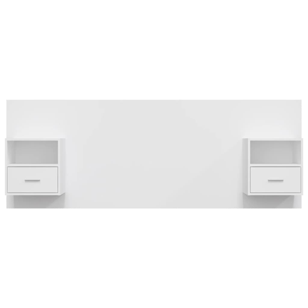 Hoofdbord met kastjes bewerkt hout wit is nu te koop bij PeponiXL, paradijselijk wonen!