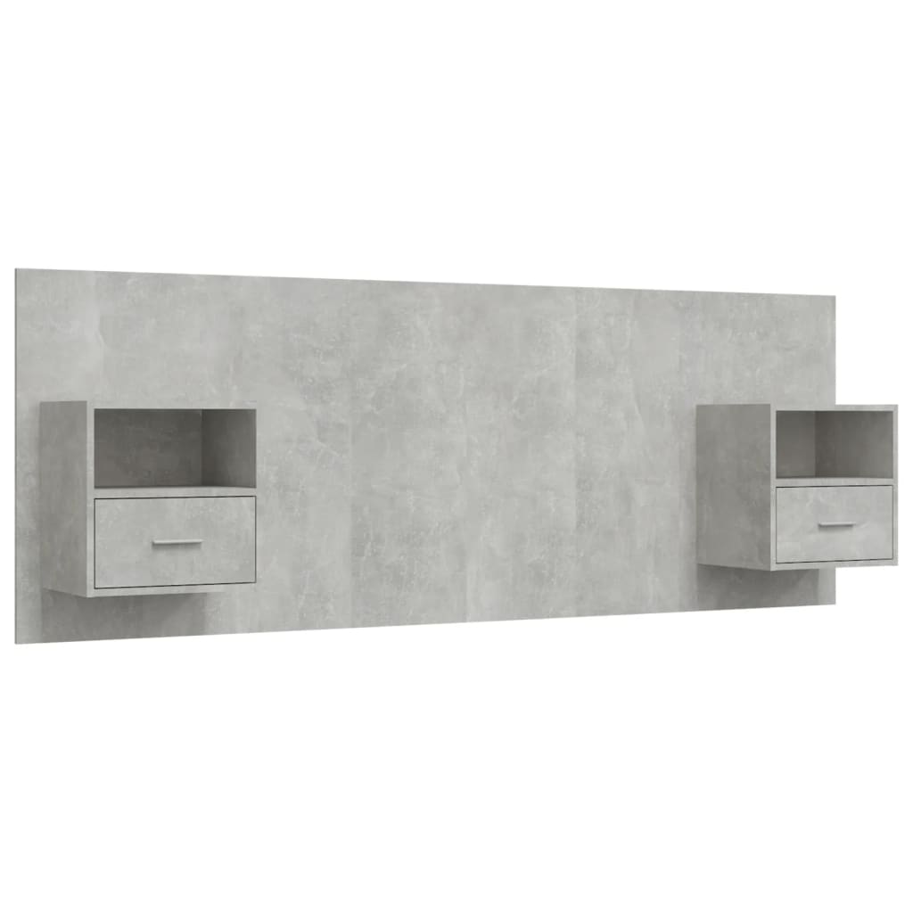 Hoofdbord met kastjes bewerkt hout betongrijs is nu te koop bij PeponiXL, paradijselijk wonen!