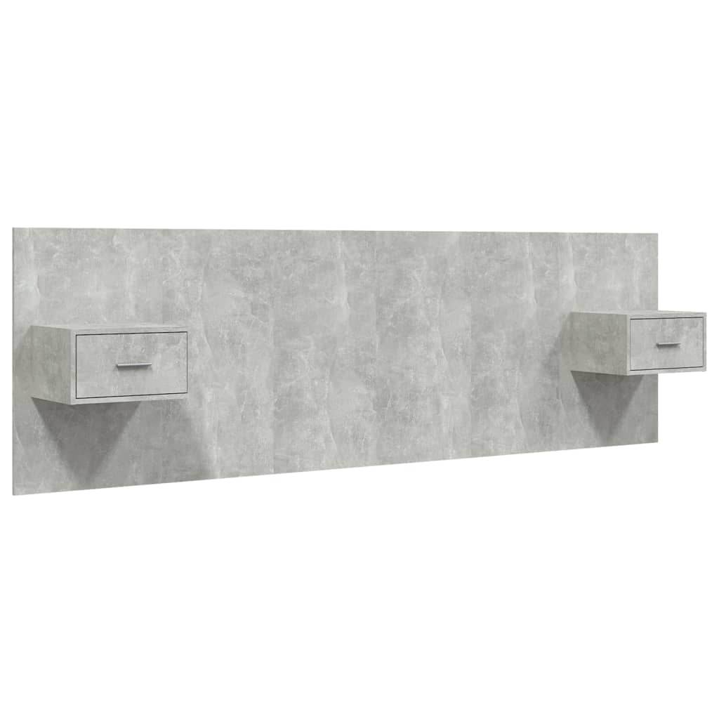Hoofdbord met kastjes bewerkt hout betongrijs is nu te koop bij PeponiXL, paradijselijk wonen!