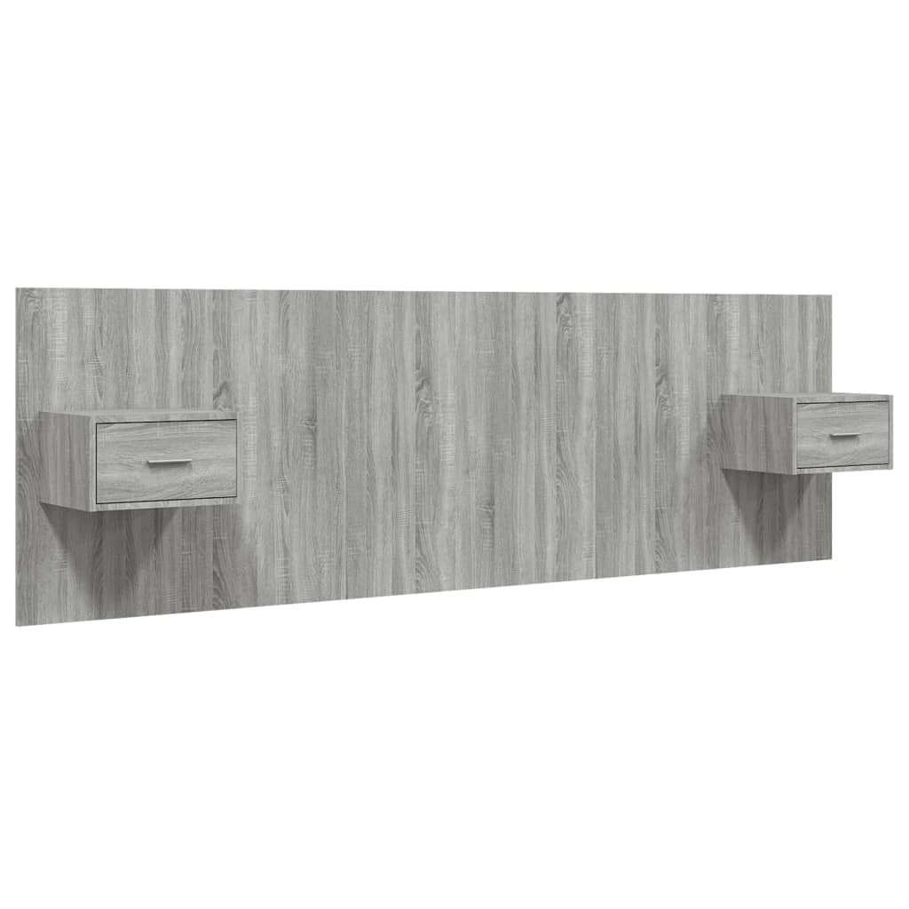 Hoofdbord met kastjes bewerkt hout grijs sonoma eikenkleurig is nu te koop bij PeponiXL, paradijselijk wonen!