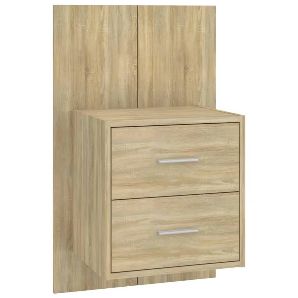 Hoofdbord met kastjes bewerkt hout sonoma eikenkleurig is nu te koop bij PeponiXL, paradijselijk wonen!