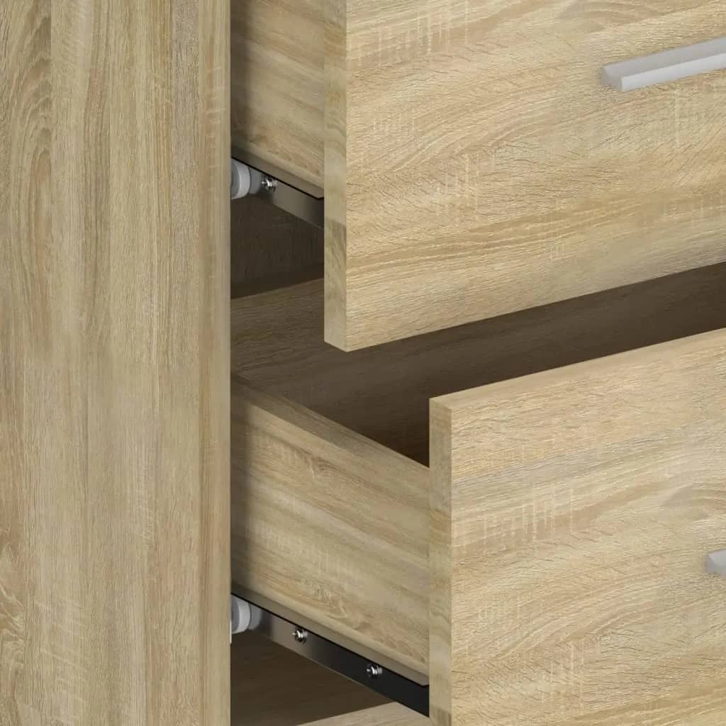 Hoofdbord met kastjes bewerkt hout sonoma eikenkleurig is nu te koop bij PeponiXL, paradijselijk wonen!