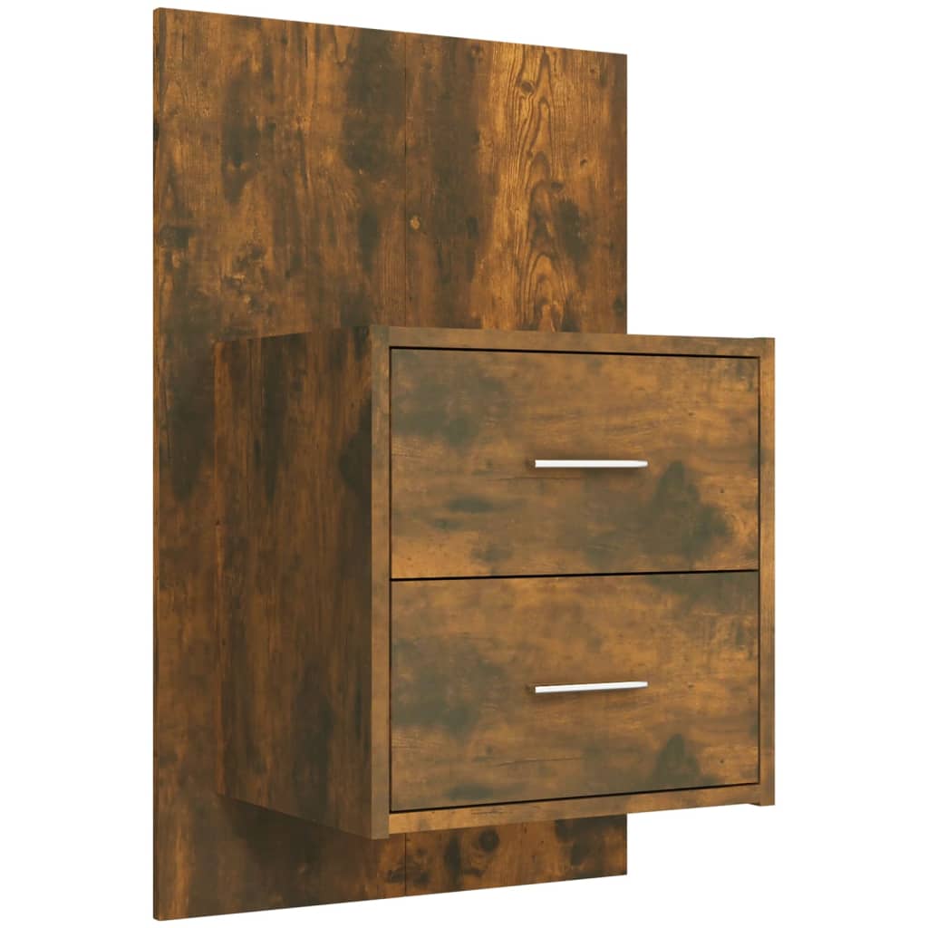Hoofdbord met kastjes bewerkt hout gerookt eikenkleurig is nu te koop bij PeponiXL, paradijselijk wonen!
