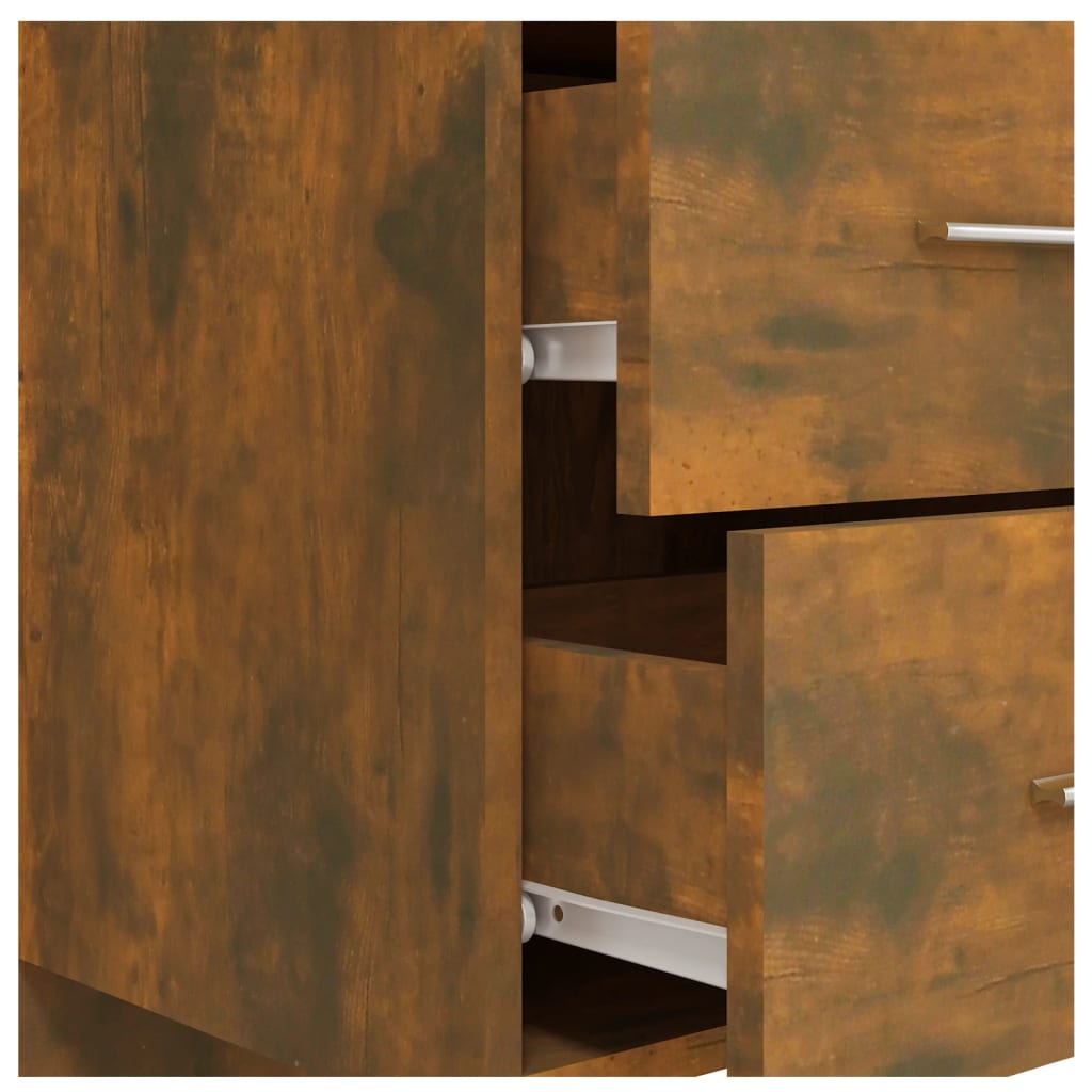 Hoofdbord met kastjes bewerkt hout gerookt eikenkleurig is nu te koop bij PeponiXL, paradijselijk wonen!