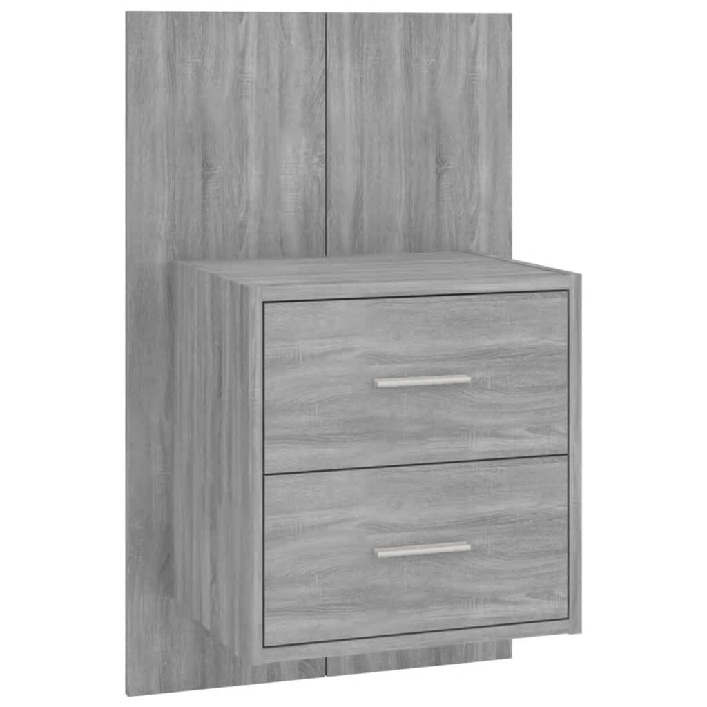 Hoofdbord met kastjes bewerkt hout grijs sonoma eikenkleurig is nu te koop bij PeponiXL, paradijselijk wonen!