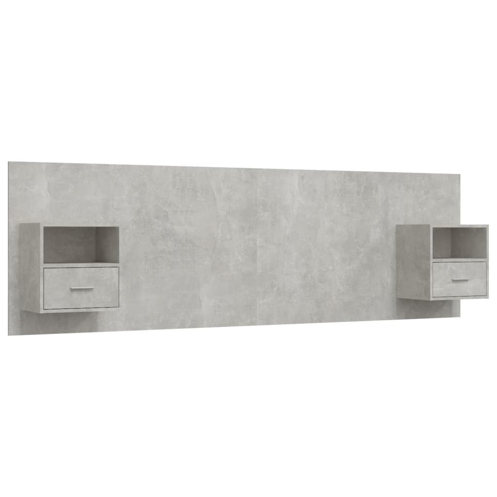 Hoofdbord met kastjes bewerkt hout betongrijs is nu te koop bij PeponiXL, paradijselijk wonen!