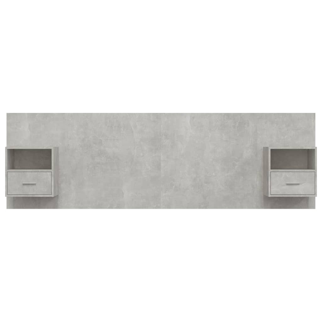 Hoofdbord met kastjes bewerkt hout betongrijs is nu te koop bij PeponiXL, paradijselijk wonen!