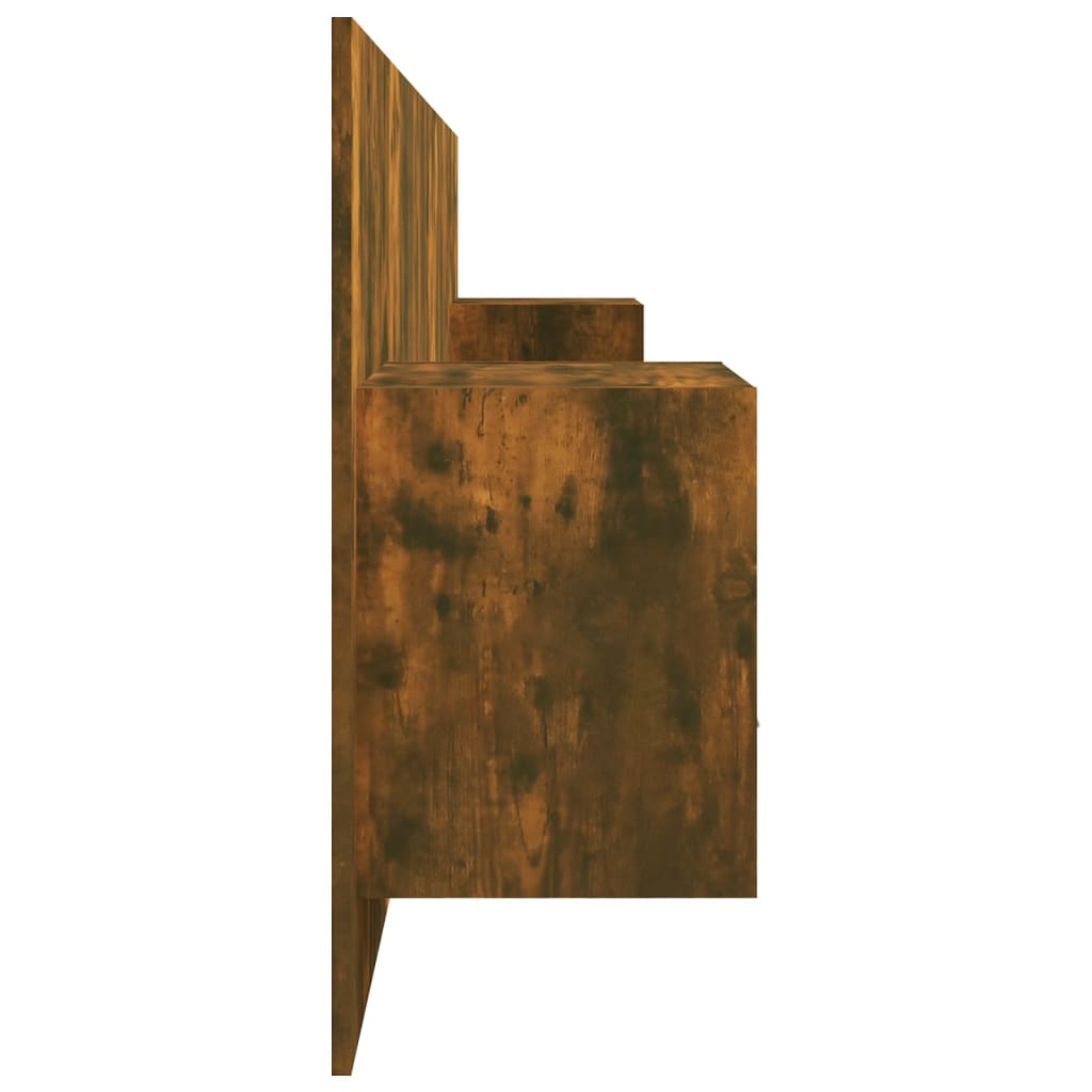Hoofdbord met kastjes bewerkt hout gerookt eikenkleurig is nu te koop bij PeponiXL, paradijselijk wonen!