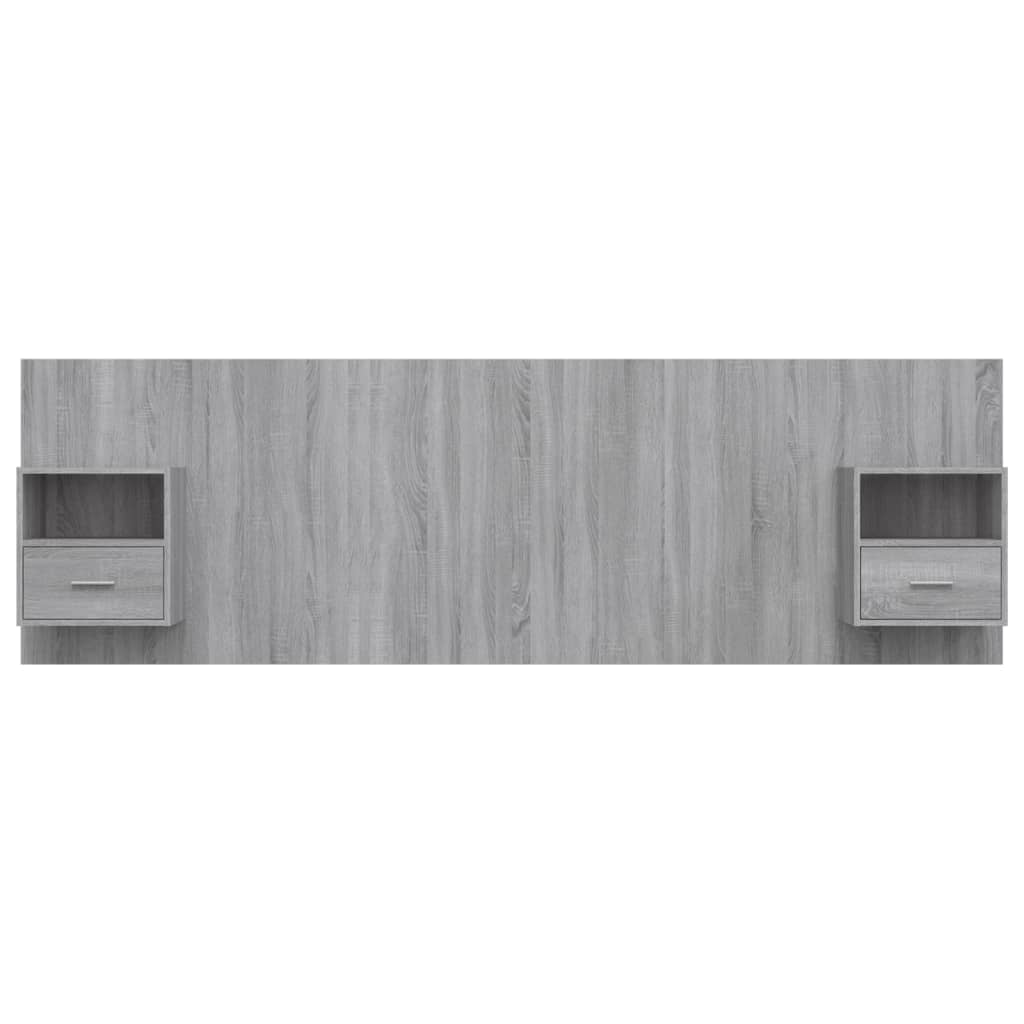 Hoofdbord met kastjes bewerkt hout grijs sonoma eikenkleurig is nu te koop bij PeponiXL, paradijselijk wonen!