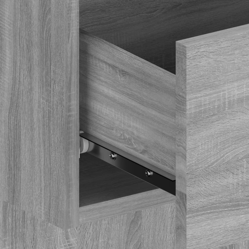 Hoofdbord met kastjes bewerkt hout grijs sonoma eikenkleurig is nu te koop bij PeponiXL, paradijselijk wonen!
