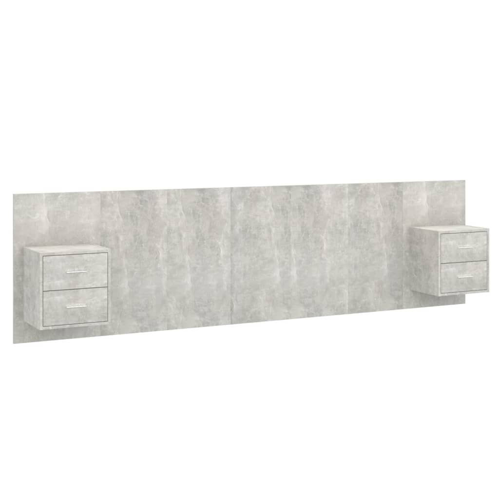 Hoofdbord met kastjes bewerkt hout betongrijs is nu te koop bij PeponiXL, paradijselijk wonen!