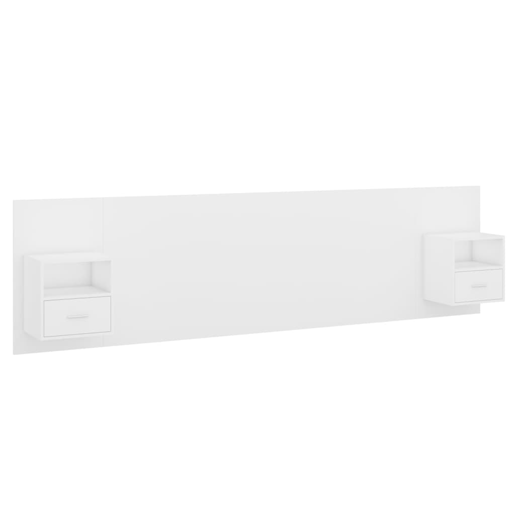 Hoofdbord met kastjes bewerkt hout wit is nu te koop bij PeponiXL, paradijselijk wonen!