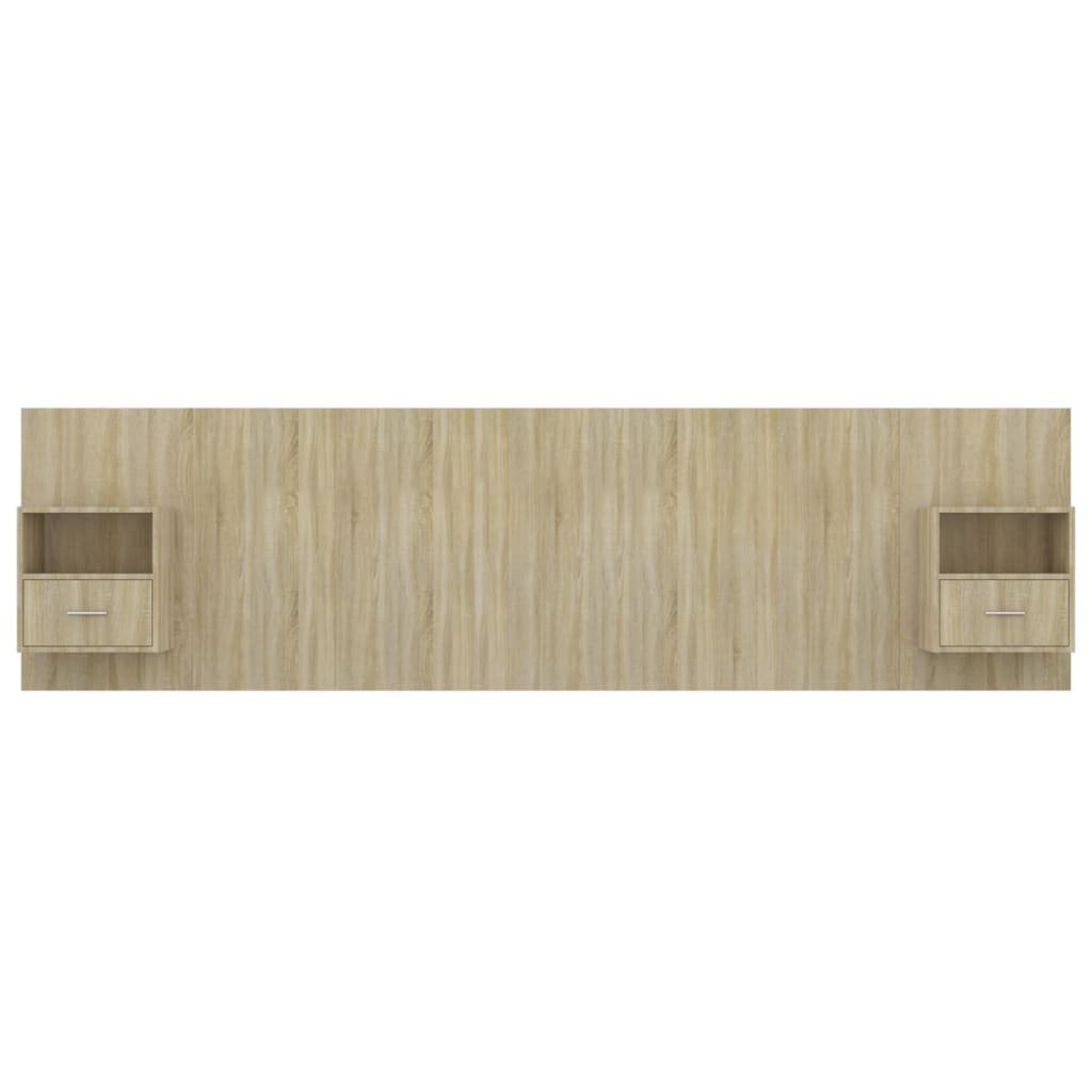 Hoofdbord met kastjes bewerkt hout sonoma eikenkleurig is nu te koop bij PeponiXL, paradijselijk wonen!