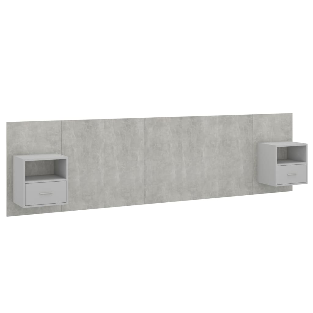 Hoofdbord met kastjes bewerkt hout betongrijs is nu te koop bij PeponiXL, paradijselijk wonen!