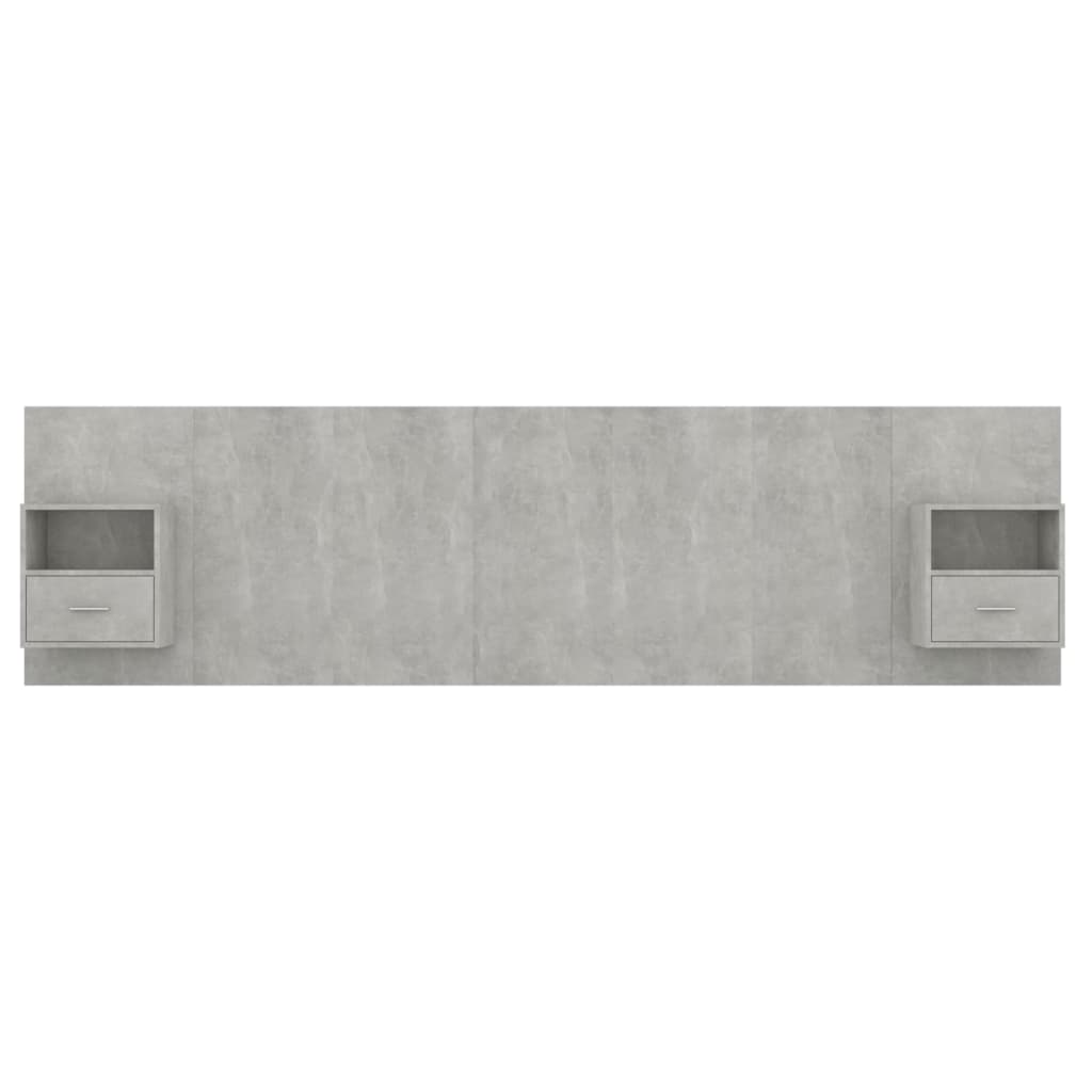 Hoofdbord met kastjes bewerkt hout betongrijs is nu te koop bij PeponiXL, paradijselijk wonen!