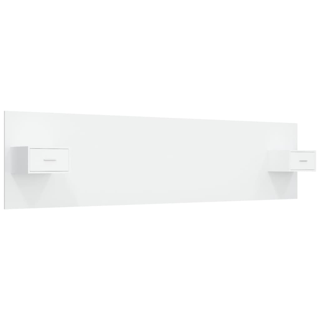 Hoofdbord met kastjes bewerkt hout wit is nu te koop bij PeponiXL, paradijselijk wonen!