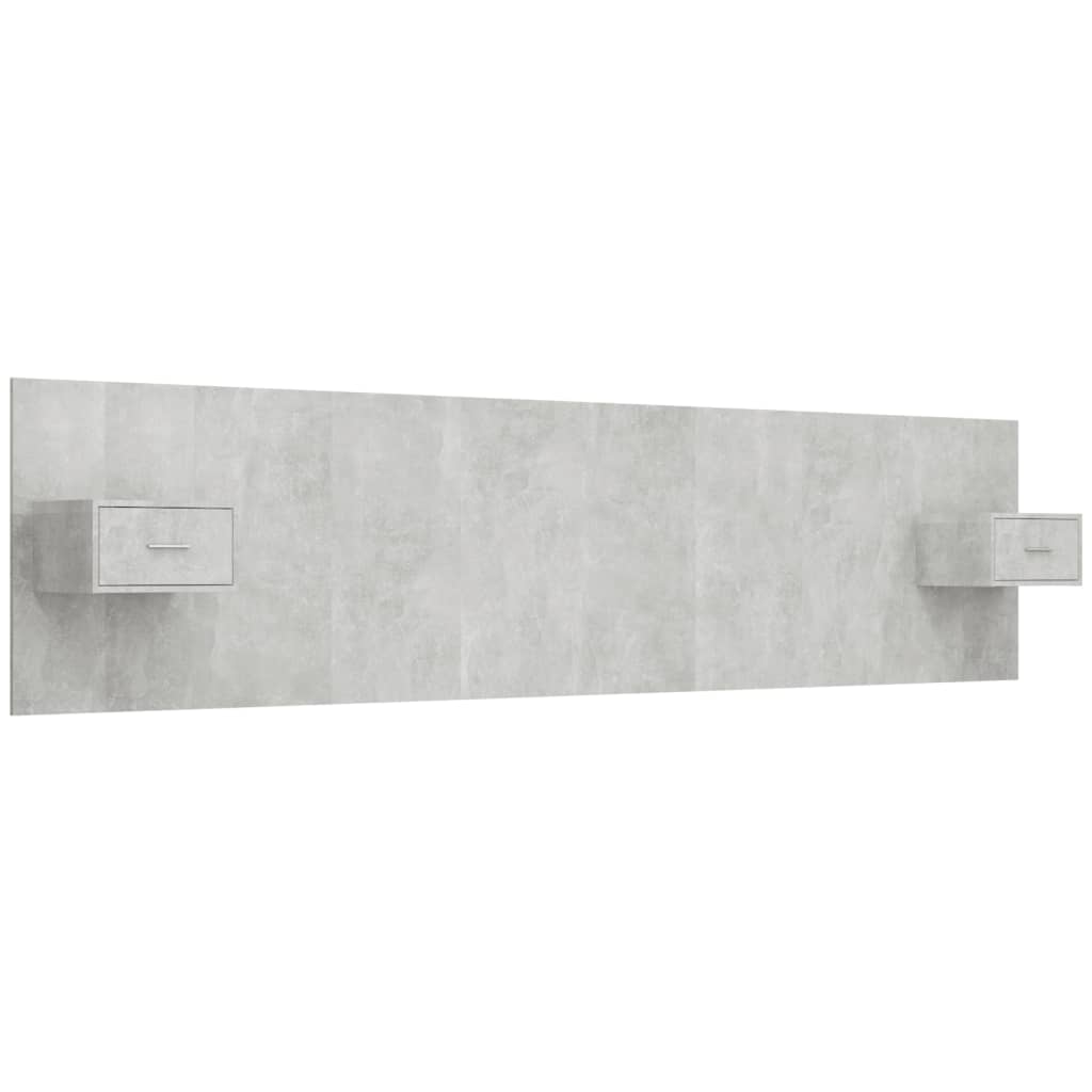 Hoofdbord met kastjes bewerkt hout betongrijs is nu te koop bij PeponiXL, paradijselijk wonen!