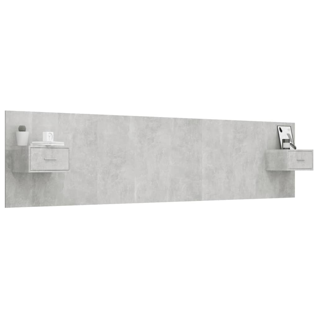 Hoofdbord met kastjes bewerkt hout betongrijs is nu te koop bij PeponiXL, paradijselijk wonen!