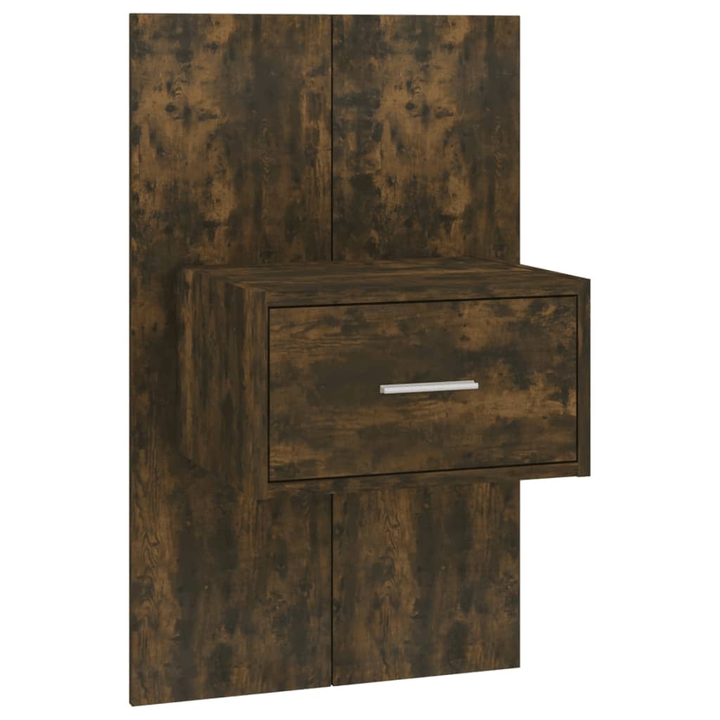 Hoofdbord met kastjes bewerkt hout gerookt eikenkleurig is nu te koop bij PeponiXL, paradijselijk wonen!
