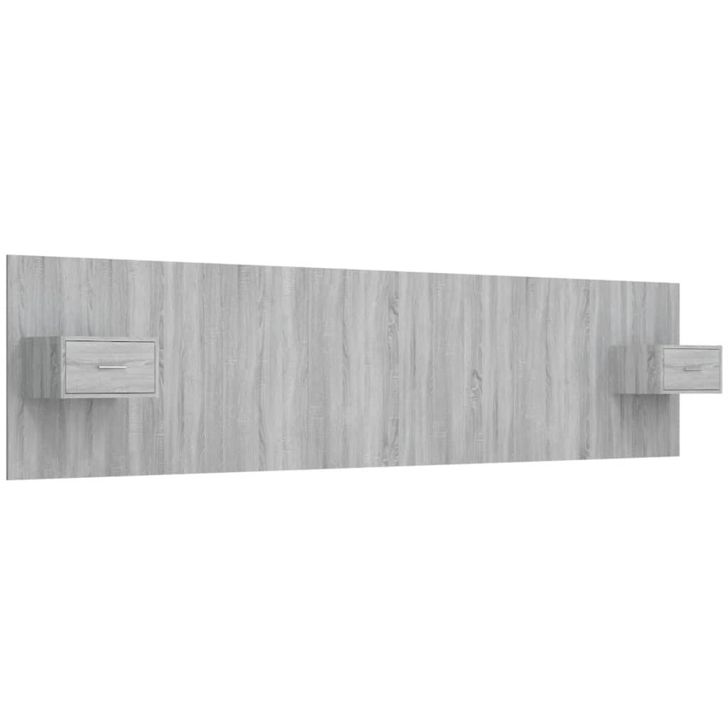 Hoofdbord met kastjes bewerkt hout grijs sonoma eikenkleurig is nu te koop bij PeponiXL, paradijselijk wonen!