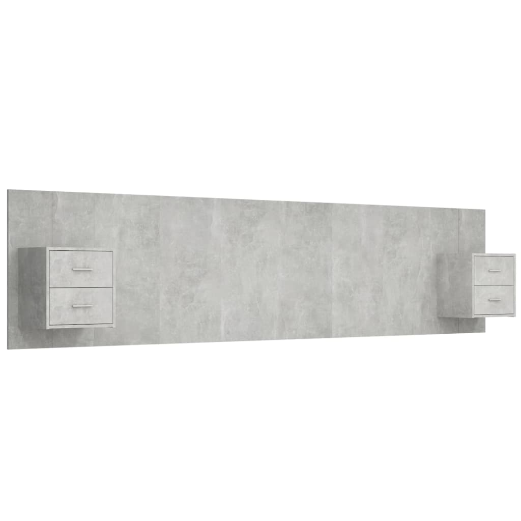 Hoofdbord met kastjes bewerkt hout betongrijs is nu te koop bij PeponiXL, paradijselijk wonen!