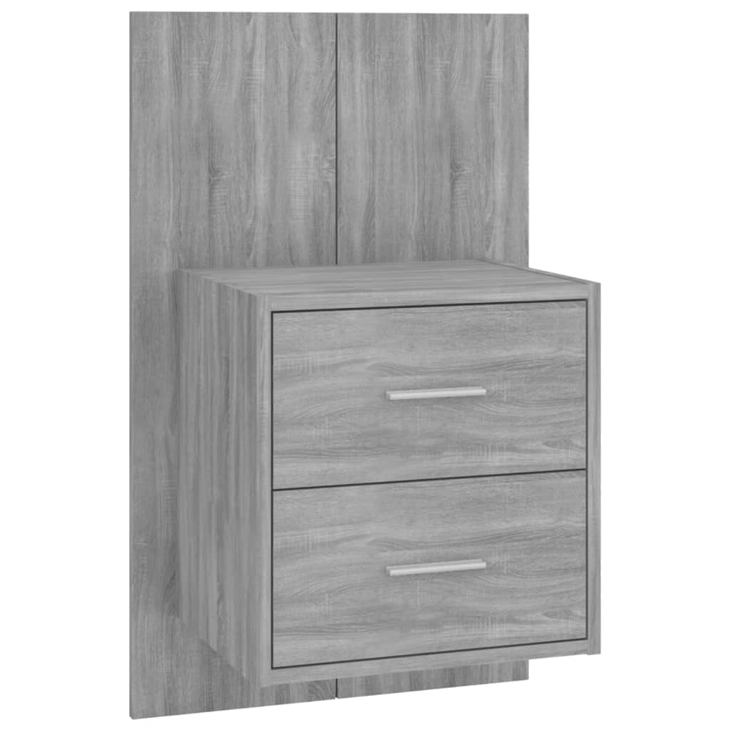 Hoofdbord met kastjes bewerkt hout grijs sonoma eikenkleurig is nu te koop bij PeponiXL, paradijselijk wonen!