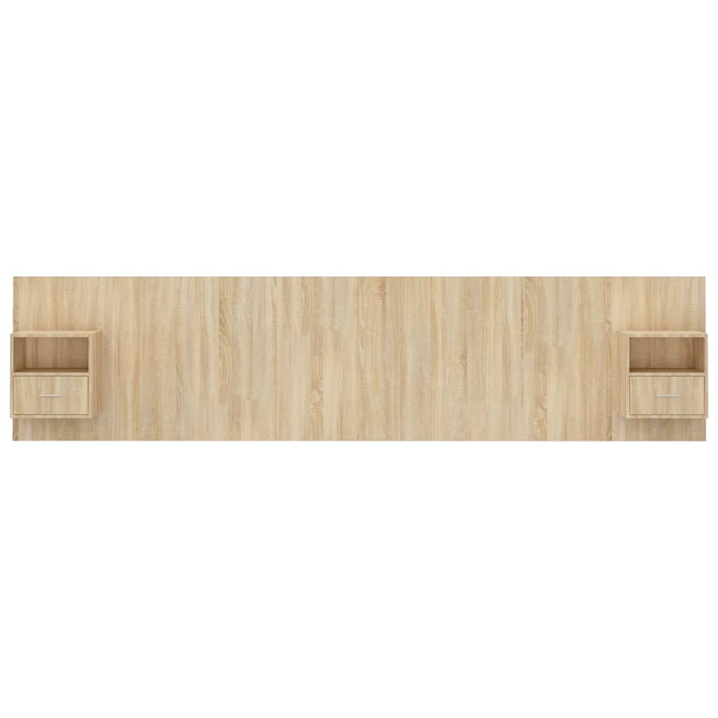 Hoofdbord met kastjes bewerkt hout sonoma eikenkleurig is nu te koop bij PeponiXL, paradijselijk wonen!