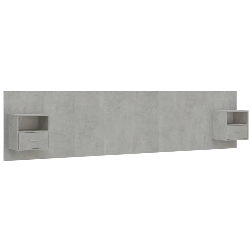 Hoofdbord met kastjes bewerkt hout betongrijs is nu te koop bij PeponiXL, paradijselijk wonen!