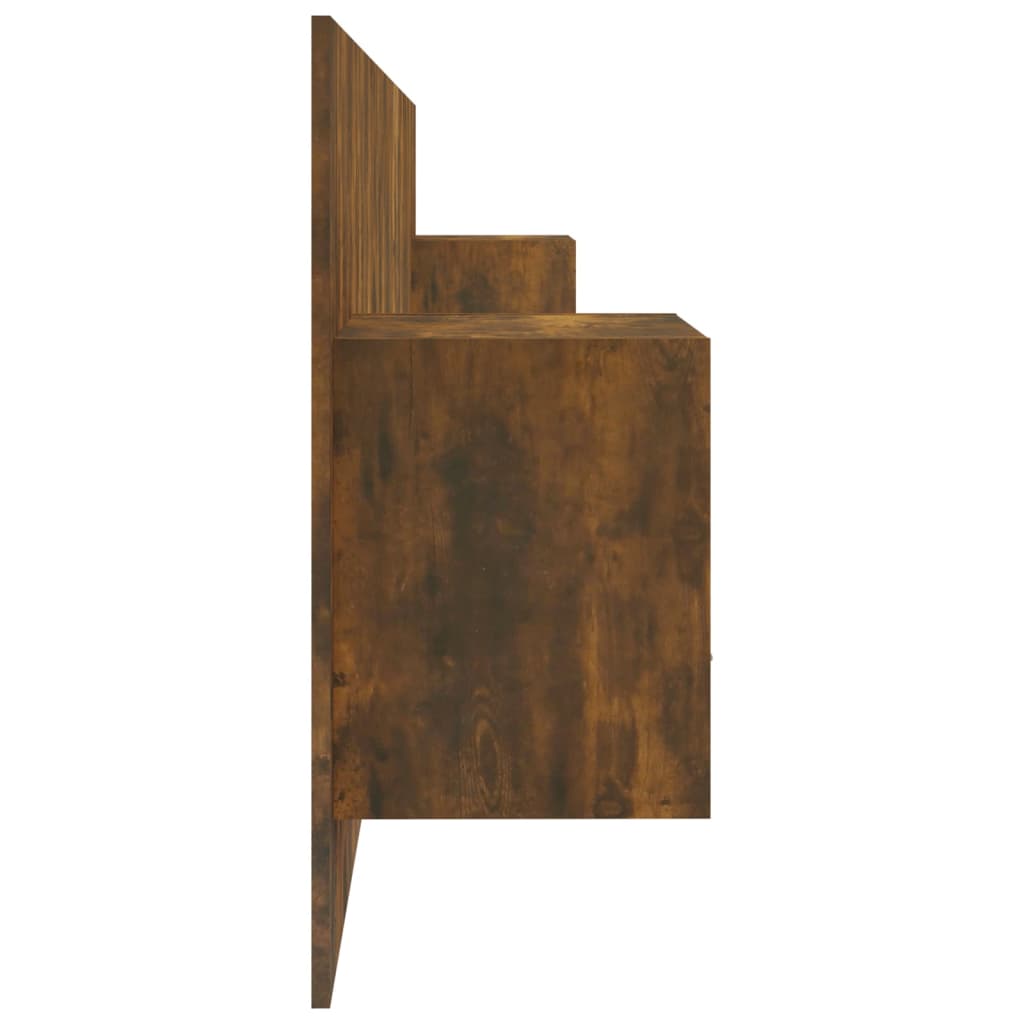 Hoofdbord met kastjes bewerkt hout gerookt eikenkleurig is nu te koop bij PeponiXL, paradijselijk wonen!