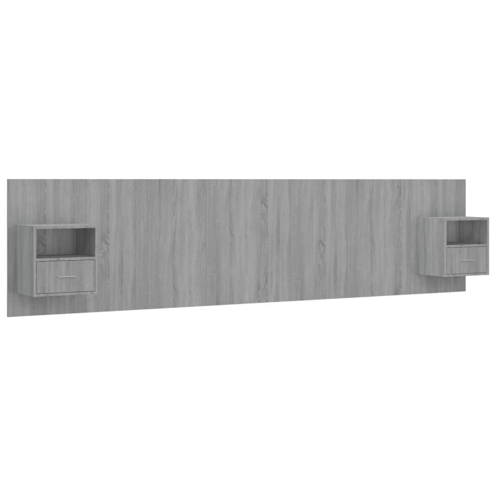 Hoofdbord met kastjes bewerkt hout grijs sonoma eikenkleurig is nu te koop bij PeponiXL, paradijselijk wonen!