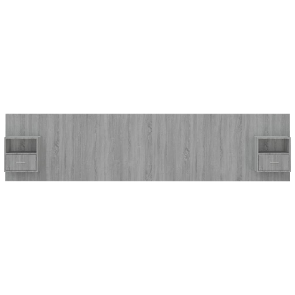 Hoofdbord met kastjes bewerkt hout grijs sonoma eikenkleurig is nu te koop bij PeponiXL, paradijselijk wonen!