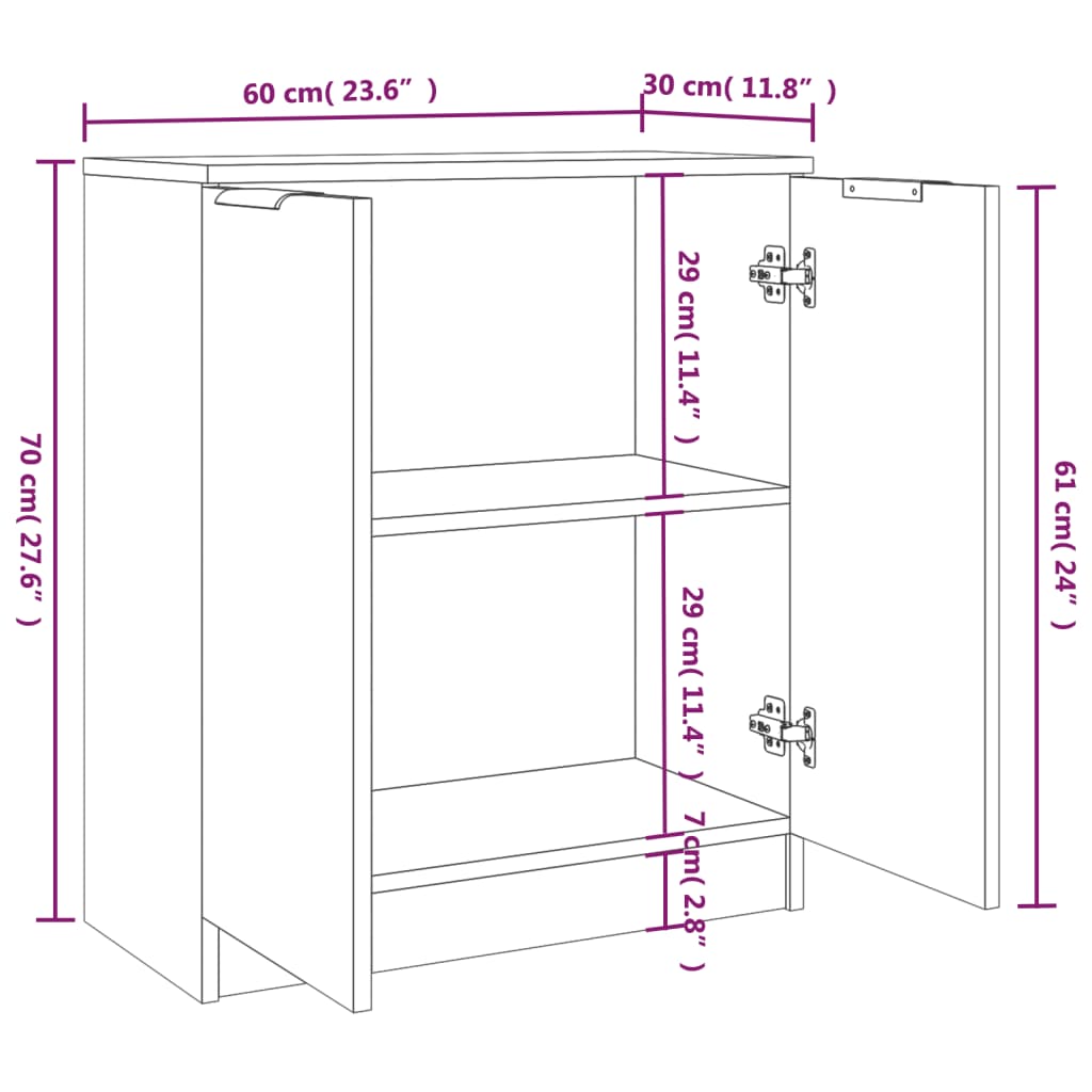 Dressoirs 2 st 60x30x70 cm bewerkt hout grijs sonoma eiken is nu te koop bij PeponiXL, paradijselijk wonen!