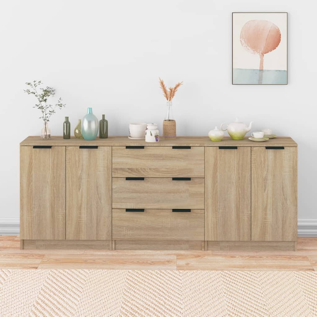 3-delige Dressoirs bewerkt hout sonoma eiken is nu te koop bij PeponiXL, paradijselijk wonen!
