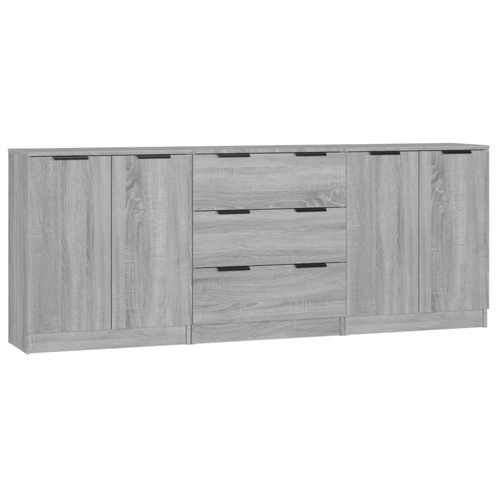 3-delige Dressoirs bewerkt hout grijs sonoma eiken is nu te koop bij PeponiXL, paradijselijk wonen!