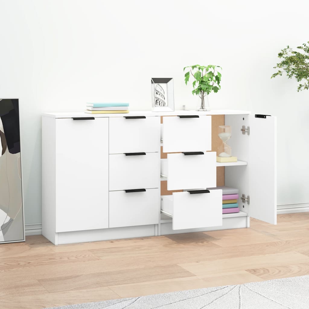 Dressoirs 2 st 60x30x70 cm bewerkt hout wit is nu te koop bij PeponiXL, paradijselijk wonen!