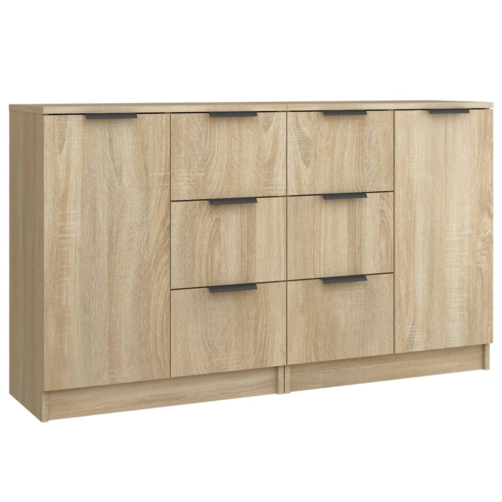 Dressoirs 2 st 60x30x70 cm bewerkt hout sonoma eikenkleurig is nu te koop bij PeponiXL, paradijselijk wonen!