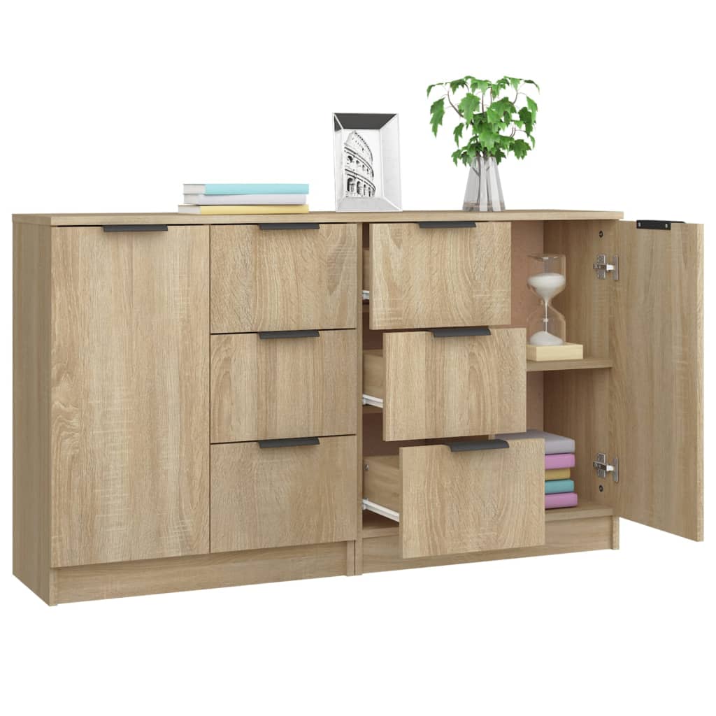Dressoirs 2 st 60x30x70 cm bewerkt hout sonoma eikenkleurig is nu te koop bij PeponiXL, paradijselijk wonen!